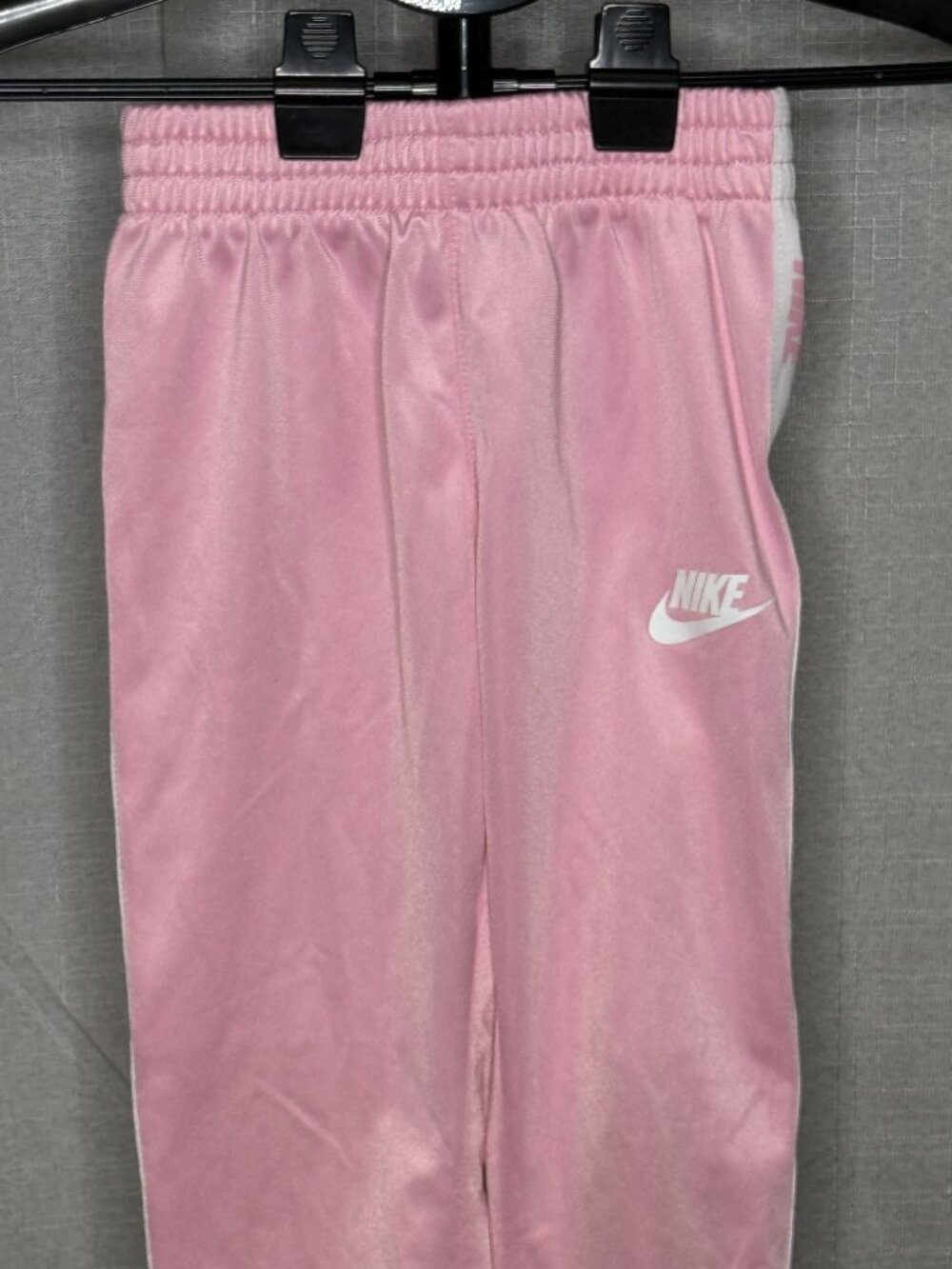Nike - Girls Pink Elastic Waist Leg Stripe Logo Joggers - Size Medium 6